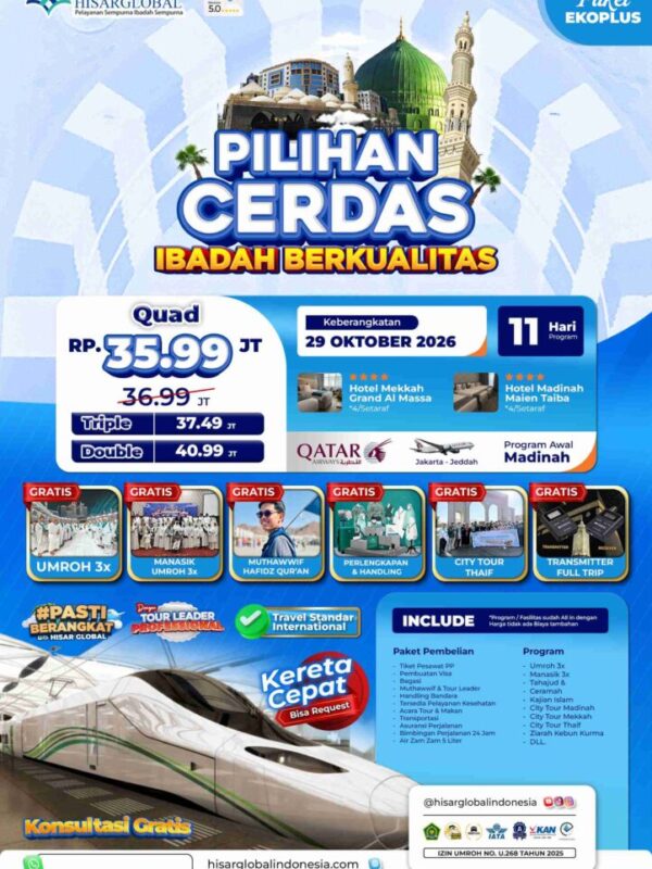 Umroh Oktober Pilihan Cerdas - Paket Ekoplus